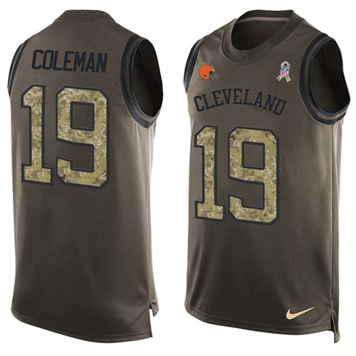 Nike Browns #19 Corey Coleman Green Men's Stitched NFL Limited Salute To Service Tank Top Jersey